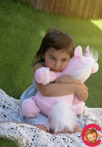 Personalisierbares Einhorn Kuscheltier mit Namensstickerei – Weißes Stofftier in Rosa mit glitzerndem Horn, Geschenk zur Taufe, Geburtstag
