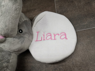 Stofftier Elefant mit Namen und Geburtsdatum bestickt, Plüschtier mit Namen, Personalisiertes Stofftier, Stofftier personalisierbar