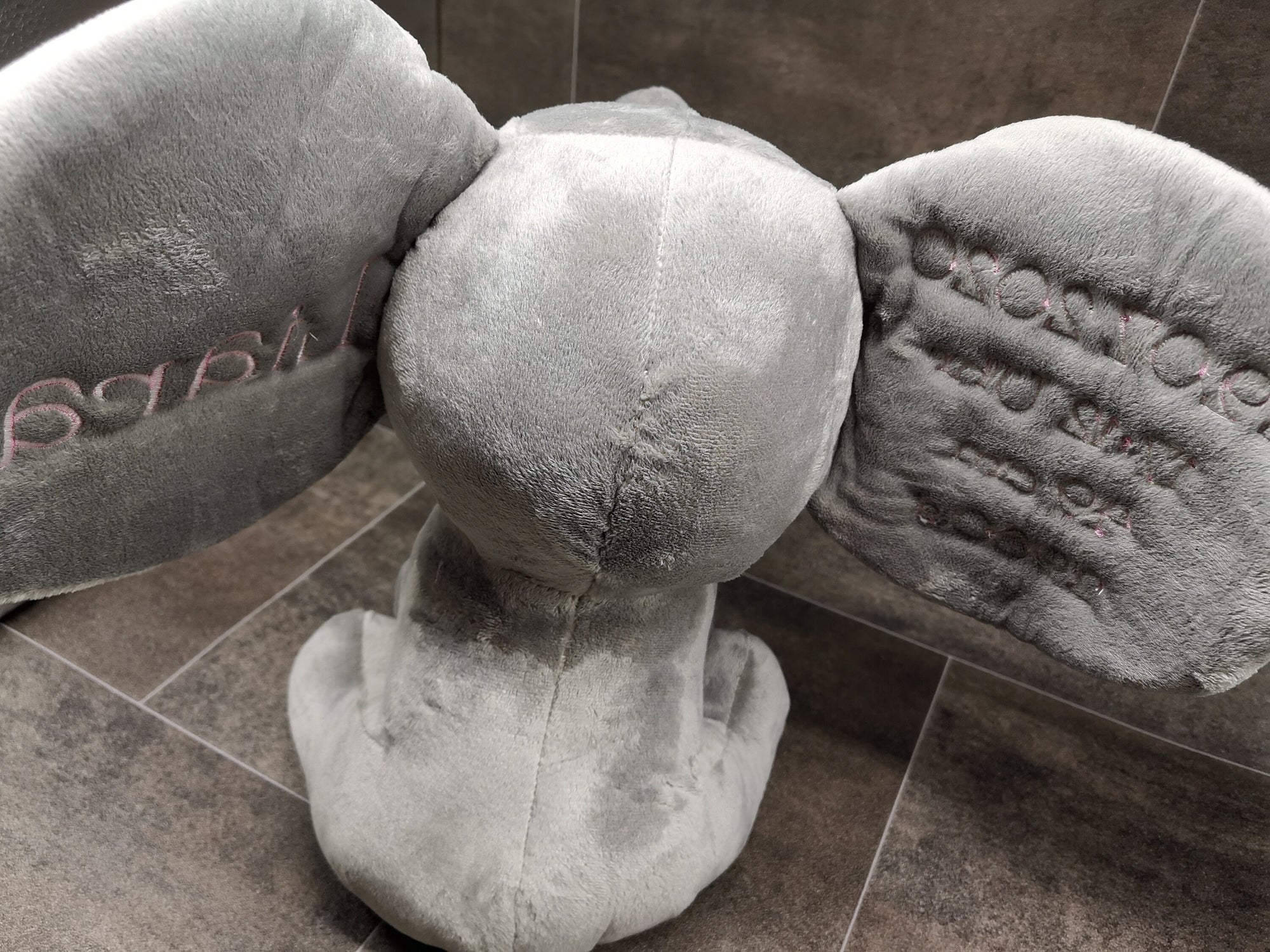 Stofftier Elefant mit Namen und Geburtsdatum bestickt, Plüschtier mit Namen, Personalisiertes Stofftier, Stofftier personalisierbar