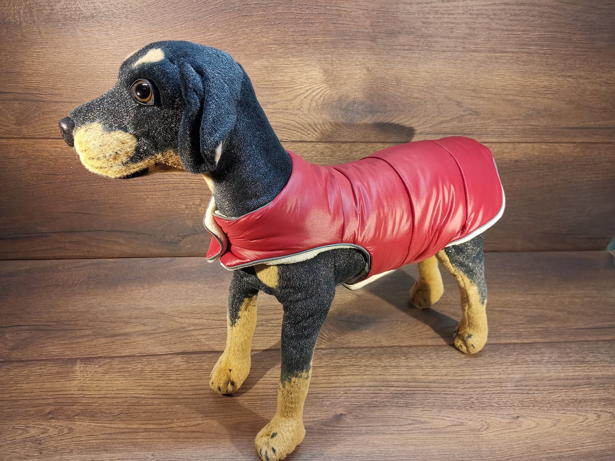 Hundemantel in Rot mit Fleece Druckknöpfen, Hundemantel mit Namen, Hundemantel für große Hunde, Hundemantel Winter, Hundemantel mit Geschirr
