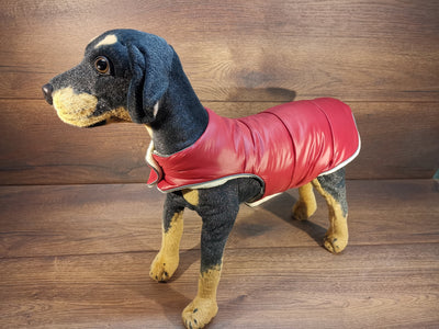 Hundemantel in Rot mit Fleece Druckknöpfen, Hundemantel mit Namen, Hundemantel für große Hunde, Hundemantel Winter, Hundemantel mit Geschirr