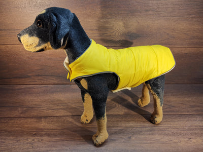 Hundemantel mit Fleece in gelb, Hundemantel mit Namen, Hundemantel wasserabweisend, Hundemantel für kleine Hunde, Hunde Wintermantel