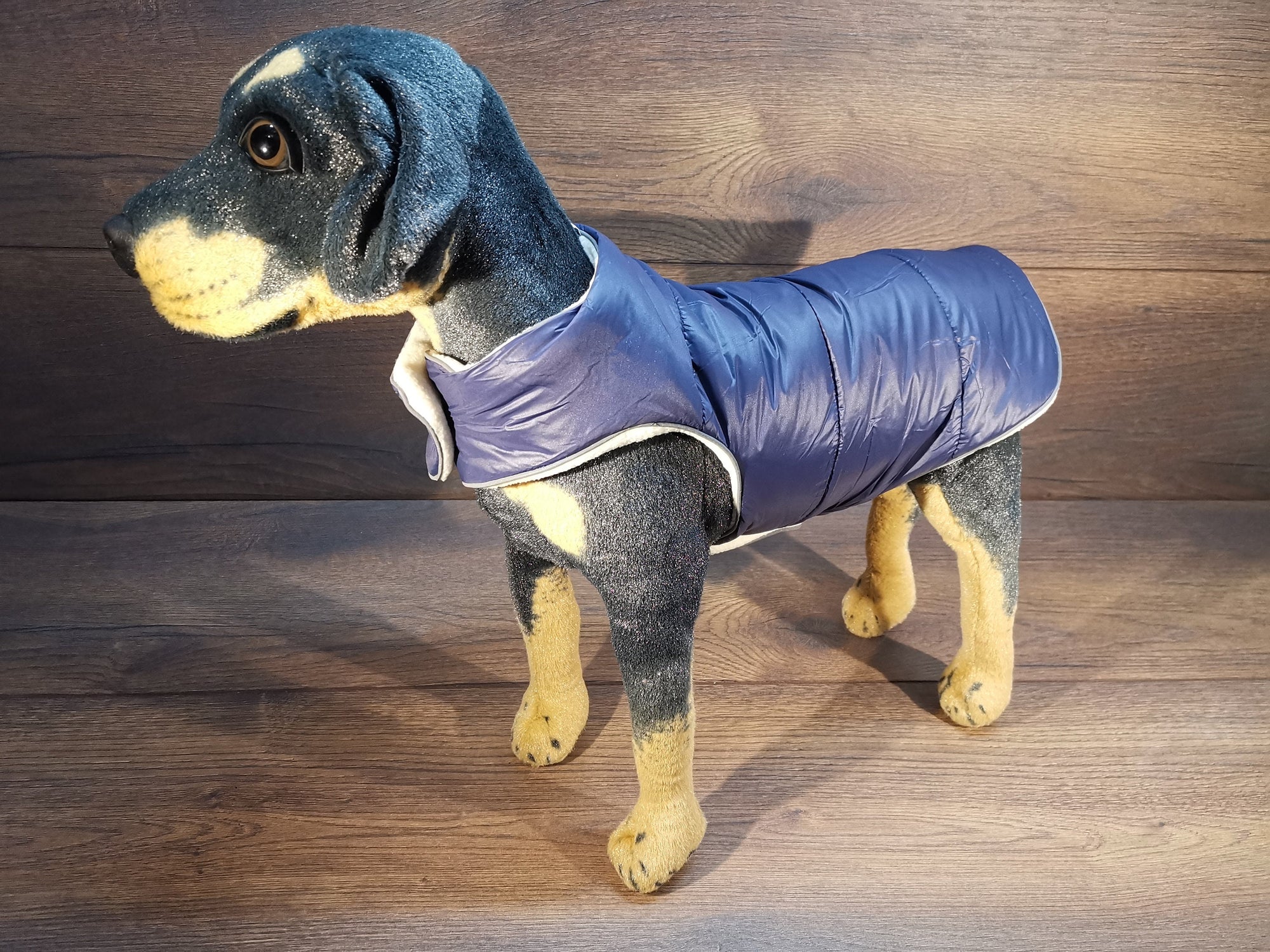 Hundemantel in Blau mit Fleece Druckknöpfen, Hundemantel mit Namen, Hundemantel große Hunde, Hundemantel kleine Hunde, Hunde Wintermantel