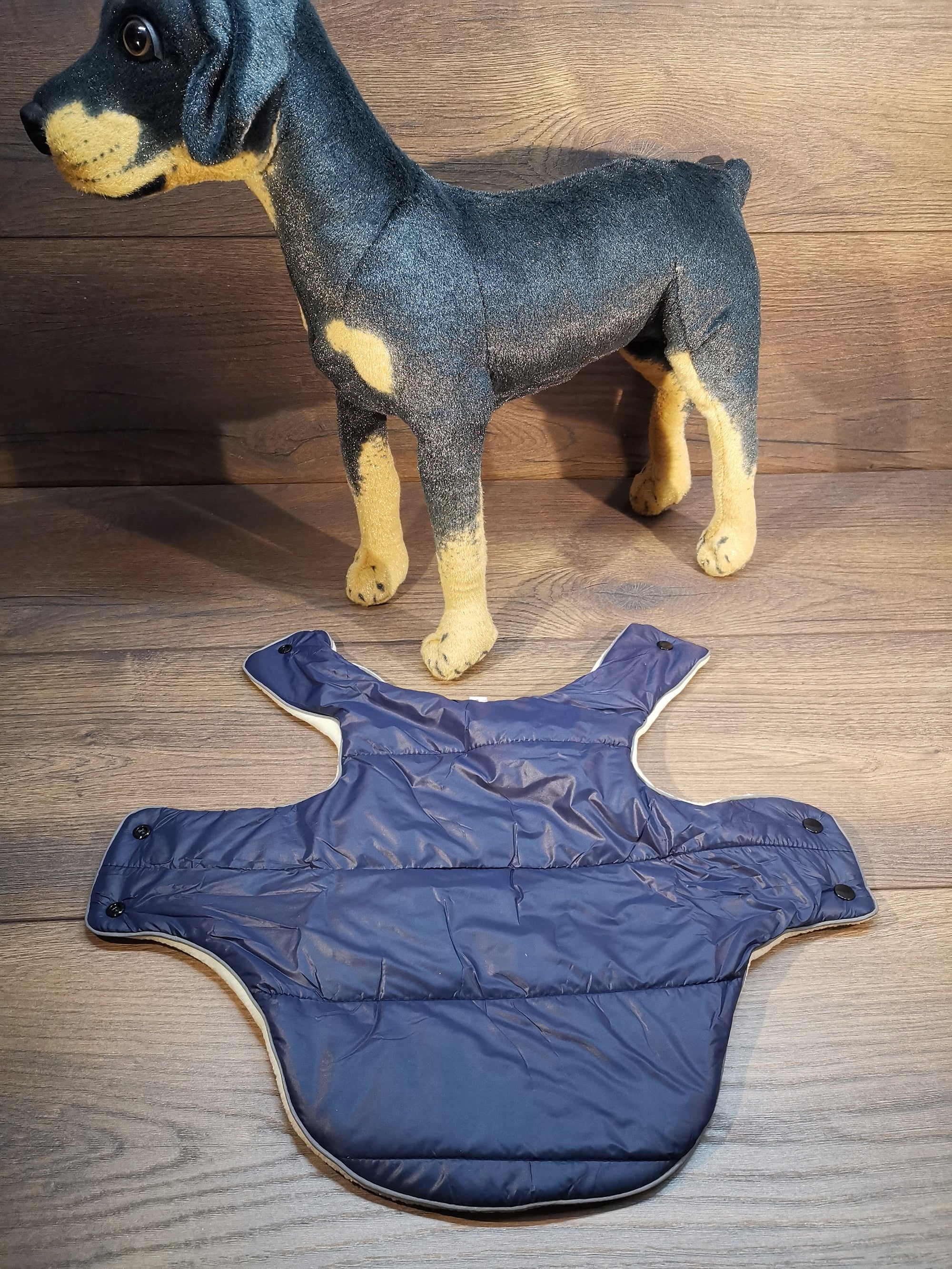 Hundemantel in Blau mit Fleece Druckknöpfen, Hundemantel mit Namen, Hundemantel große Hunde, Hundemantel kleine Hunde, Hunde Wintermantel