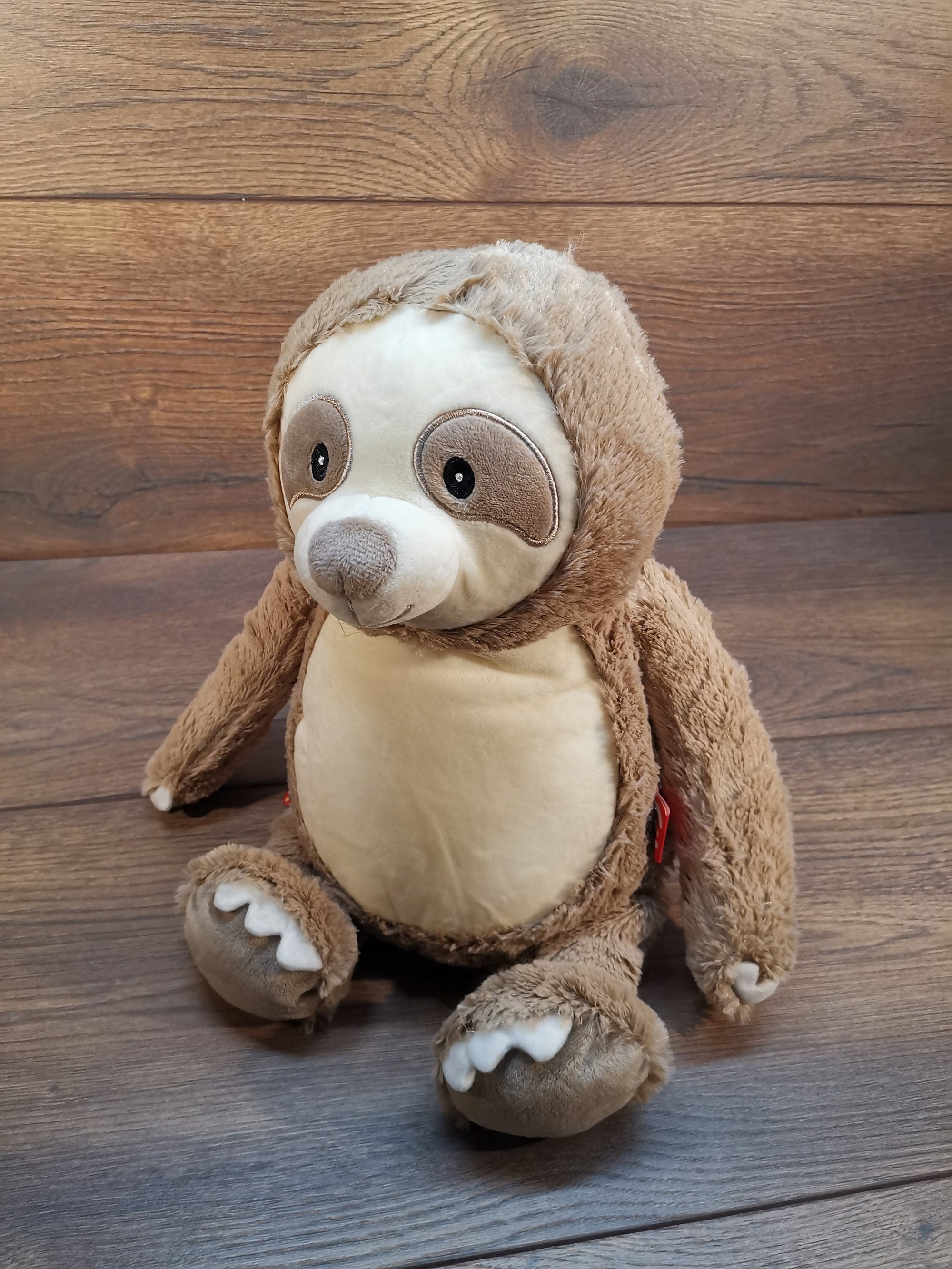 Personalisierbares Faultier Stofftier mit Namensstickerei – Individuell besticktes Kuscheltier Geschenk zur Taufe, Geburtstag, Jahrestag