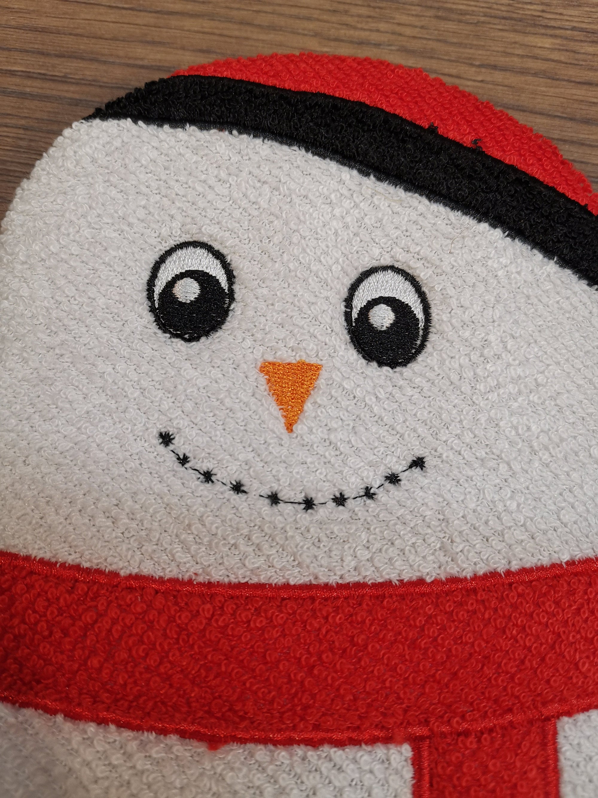 Kinder Waschhandschuh Schneemann mit Namen, individuell bestickt, Badehandschuh, Waschlappen personalisiert mit einem kleinen Badezusatz