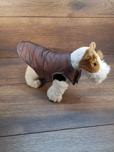 Hundemantel Braun mit Fleece Druckknöpfen, Hundemantel mit Namen, Hundemantel für große Hunde, Hundemantel kleine Hunde, Hunde Wintermantel