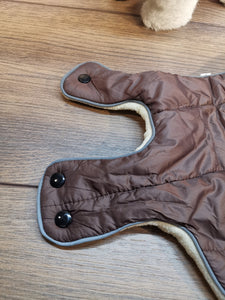 Hundemantel Braun mit Fleece Druckknöpfen, Hundemantel mit Namen, Hundemantel für große Hunde, Hundemantel kleine Hunde, Hunde Wintermantel