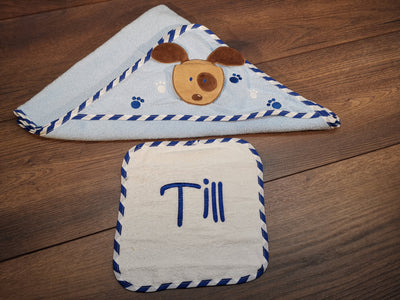 Babyhandtuch Bär mit Namen und Kapuze, Handtuch mit Namen bestickt, Handtuch für Kinder mit Namen