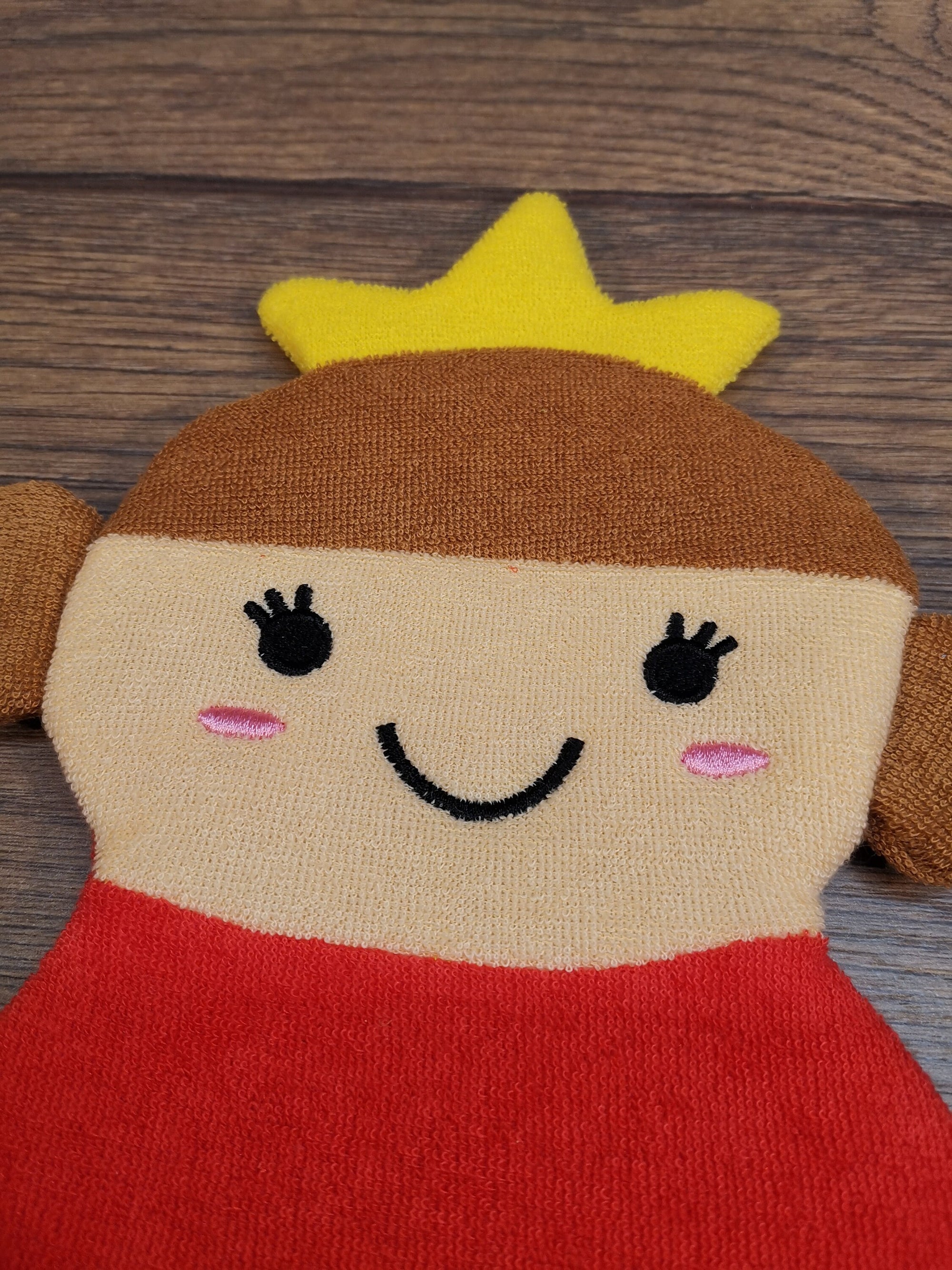 Kinder Waschhandschuh Prinzessin mit Namen, individuell bestickt, Badehandschuh, Waschlappen personalisiert mit einem kleinen Badezusatz