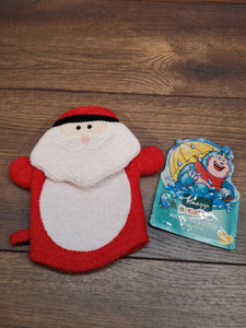 Kinder Waschhandschuh Schneemann mit Namen, individuell bestickt, Badehandschuh, Waschlappen personalisiert mit einem kleinen Badezusatz