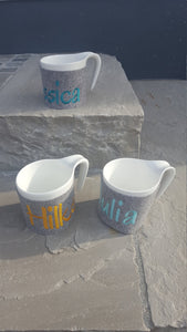 Tasse mit Filzmanschette und Namen, Tasse mit Filz, Holla die Waldfee