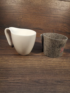 Tasse mit Filzmanschette und Namen, Tasse mit Filz, Holla die Waldfee