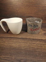 Tasse mit Filzmanschette und Namen, Tasse mit Filz, Ich bin Rentner, ich habe keine Zeit