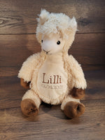 Personalisierbares Lama Stofftier mit Namensstickerei – Individuell besticktes Kuscheltier Geschenk zur Taufe, Geburtstag, Jahrestag