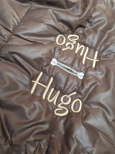 Hundemantel Braun mit Fleece Druckknöpfen, Hundemantel mit Namen, Hundemantel für große Hunde, Hundemantel kleine Hunde, Hunde Wintermantel