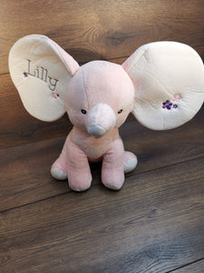 Stofftier Elefant mit Namen und Geburtsdatum bestickt, Plüschtier mit Namen, Personalisiertes Stofftier, Stofftier personalisierbar