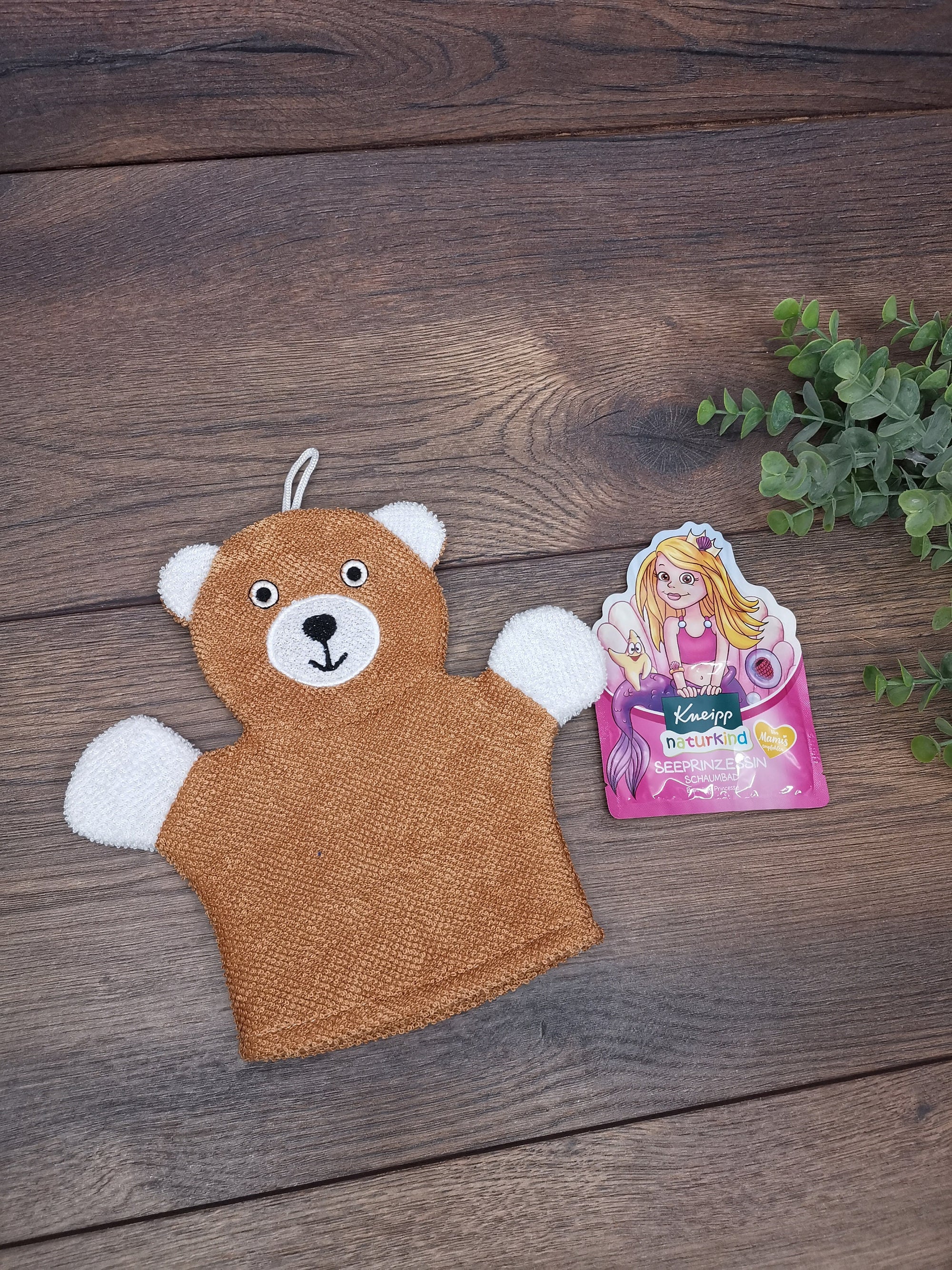 Kinder Waschhandschuh Prinzessin mit Namen, individuell bestickt, Badehandschuh, Waschlappen personalisiert mit einem kleinen Badezusatz