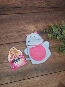 Kinder Waschhandschuh Frosch mit Namen, individuell bestickt, Badehandschuh, Waschlappen personalisiert mit einem kleinen Badezusatz