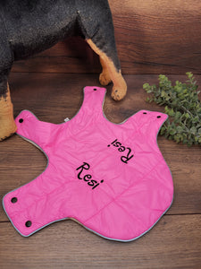 Hundemantel rosa mit Fleece Druckknöpfen, Hundemantel mit Namen, Hundemantel für große Hunde, Hundemantel personalisiert, Hundemantel Winter