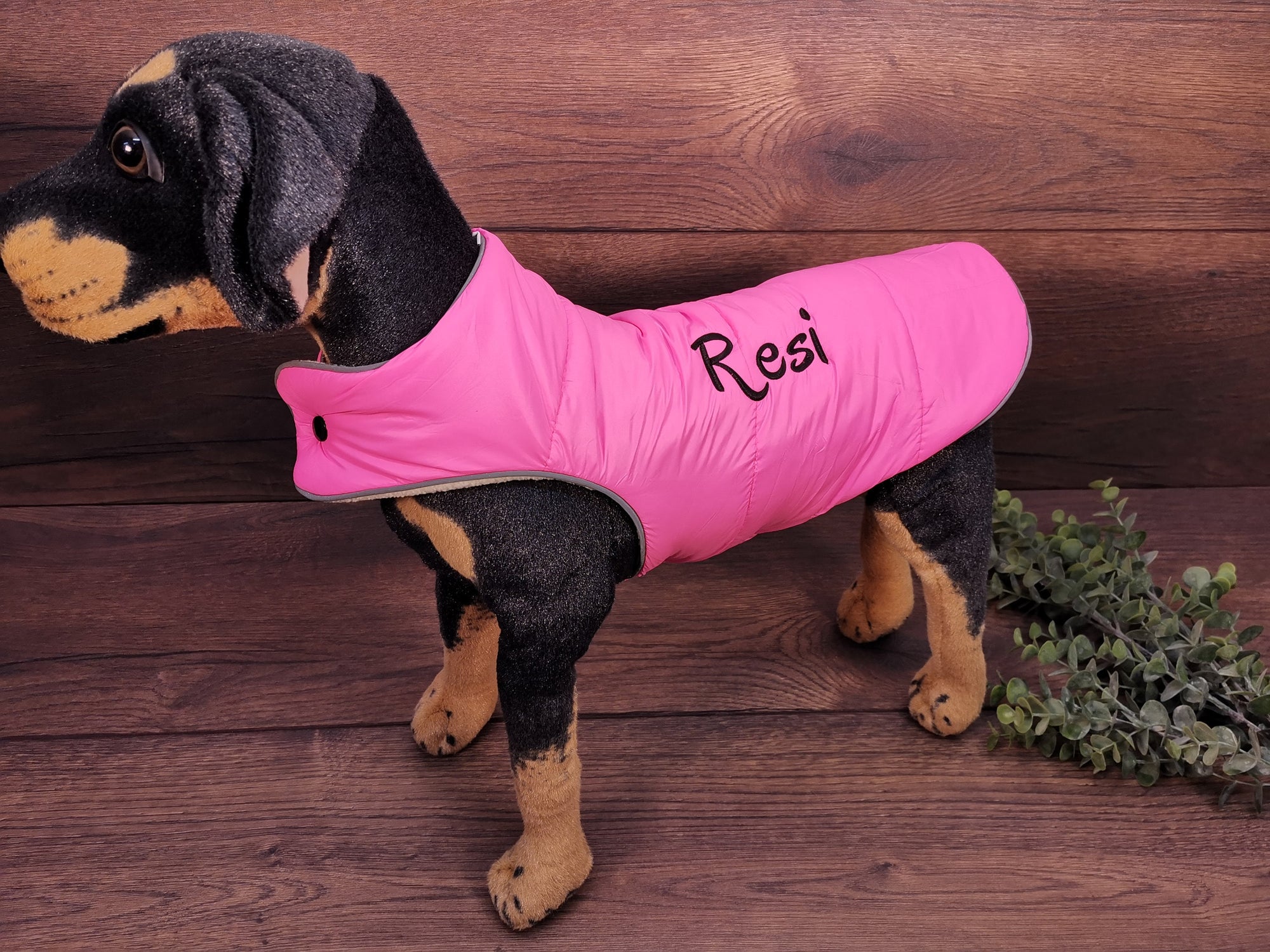 Hundemantel rosa mit Fleece Druckknöpfen, Hundemantel mit Namen, Hundemantel für große Hunde, Hundemantel personalisiert, Hundemantel Winter