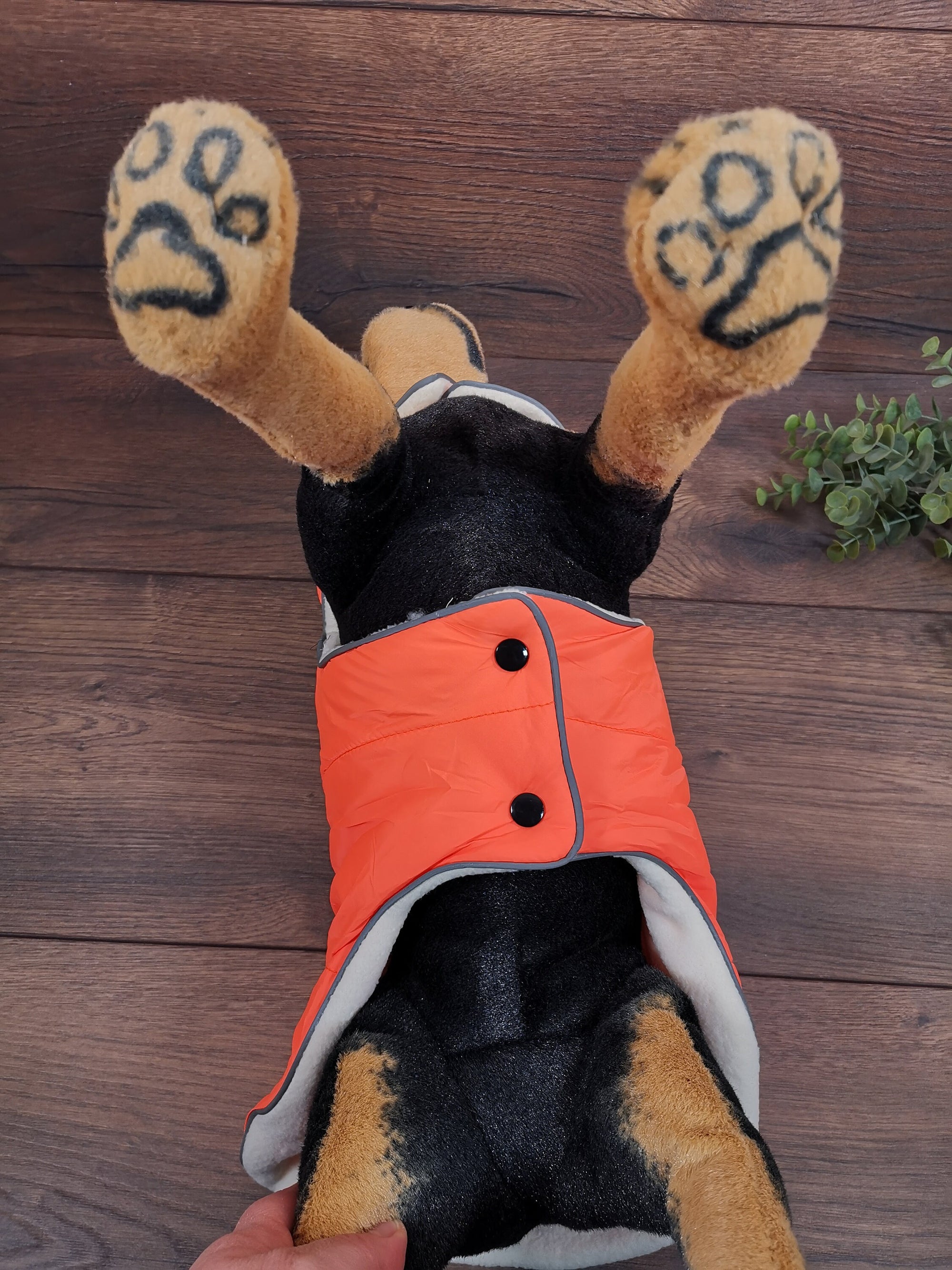 Hundemantel orange mit Fleece Druckknöpfen, Hundemantel mit Namen, Hundemantel große Hunde, Hundemantel personalisiert, Hundemantel Winter