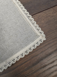Taufdecke Tauftuch individuell gestaltbar aus Baumwolltuch meliert mit Spitze bestickt ca. 50 x 50 cm