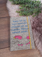 Notizbuch A5 mit Filzumschlag und lustigem Spruch mit Einhorn