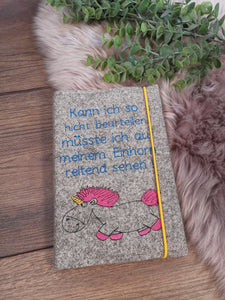 Notizbuch A5 mit Filzumschlag und lustigem Spruch mit Einhorn