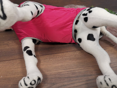 Wasserabweisender Hundemantel mit Fleece und Reißverschluss in Pink - Ideal für Hunde mit langem Rücken und mit Bauchschutz