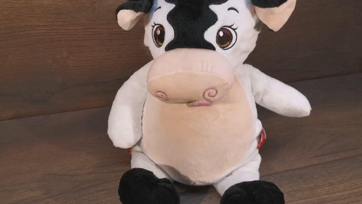 Stofftier Kuh mit Namen und Geburtsdatum bestickt, Plüschtier mit Namen, Personalisiertes Stofftier, Stofftier personalisierbar