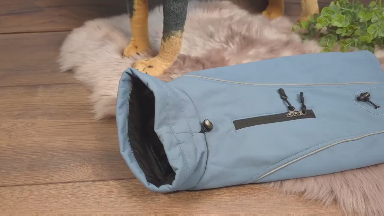 Warmer und wasserdichter Hundemantel aus Softshell in schwarz – Perfekt für kalte und nasse Tage