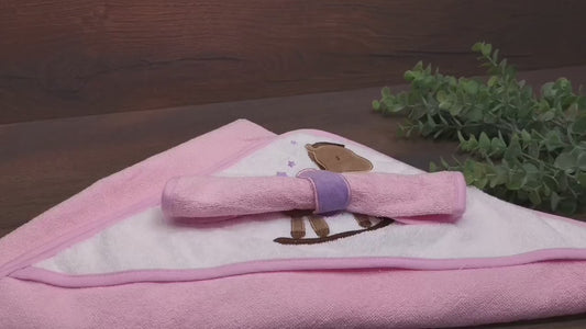 Babyhandtuch mit Namen und Kapuze bestickt, Grün mit Frosch