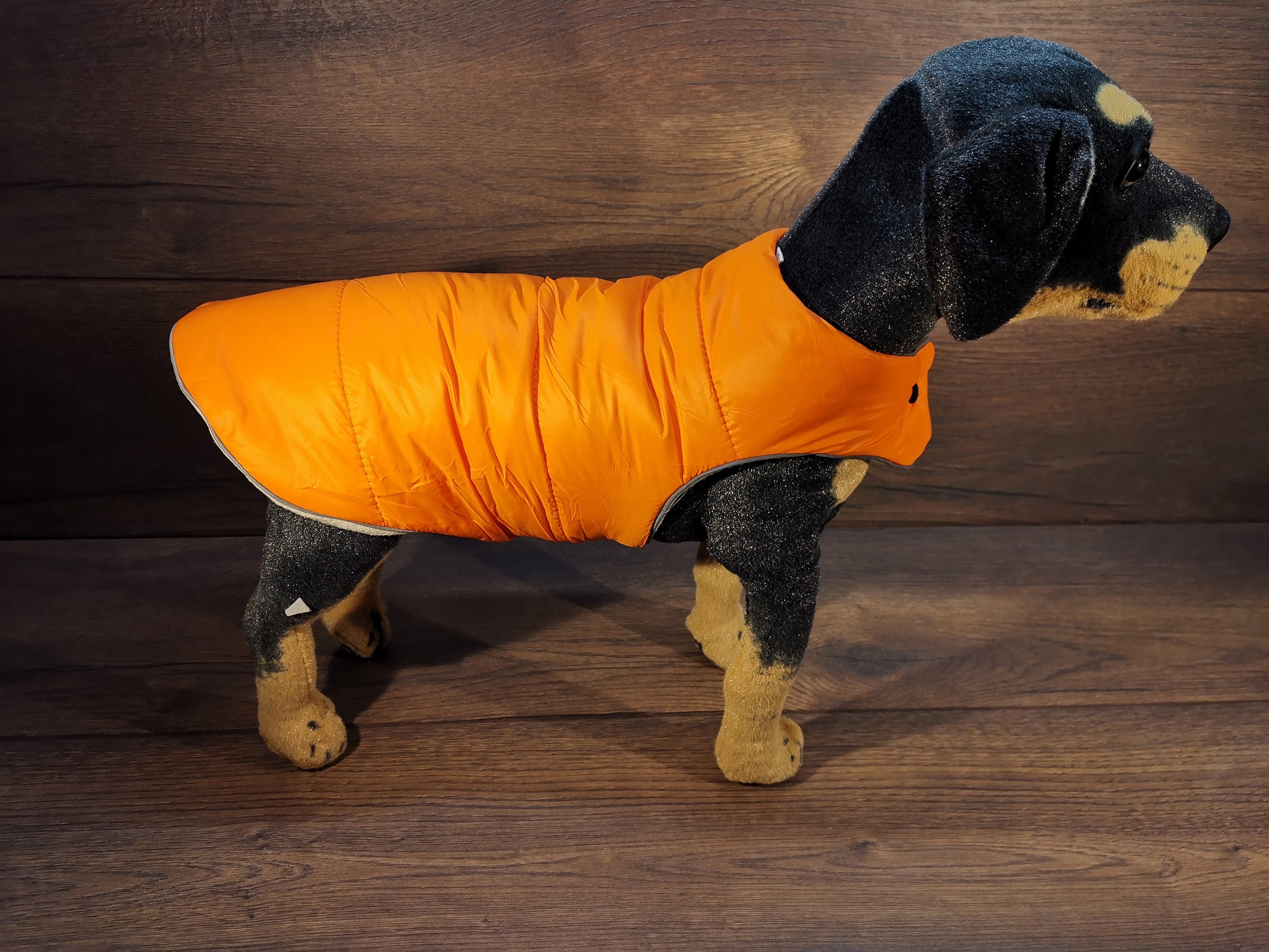 Hundemantel in Orange mit Fleece, Hundemantel mit Namen, Hundemantel große Hunde, Hundewintermantel, Hundemantel für Geschirrträger