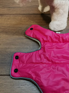 Hundemantel in Pink mit Fleece Druckknöpfen für den Winter, Hundemantel mit Namen, Hundemantel für große Hunde, Hundemantel personalisiert