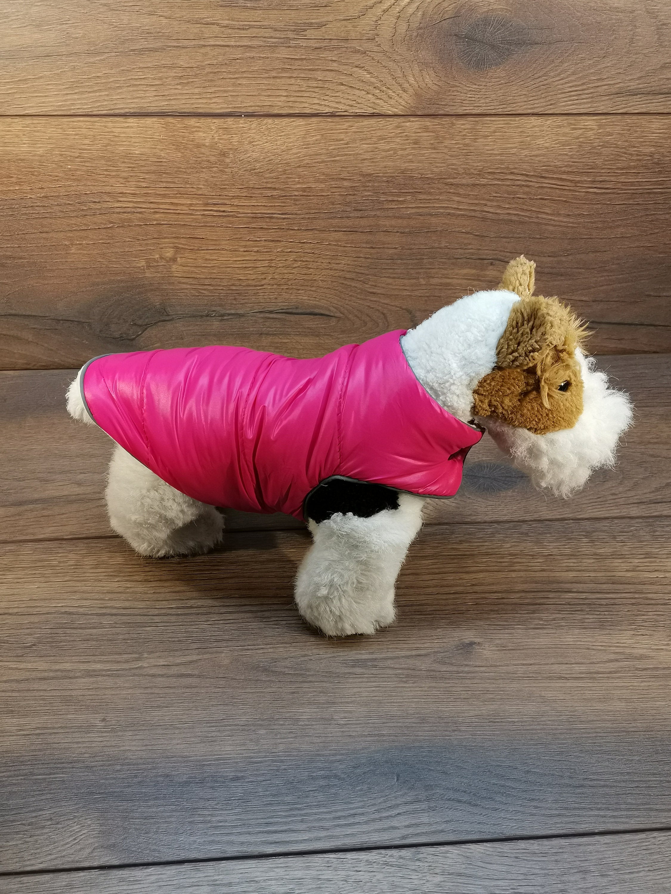 Hundemantel in Pink mit Fleece Druckknöpfen für den Winter, Hundemantel mit Namen, Hundemantel für große Hunde, Hundemantel personalisiert