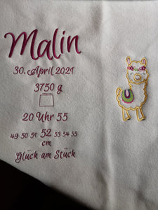 Kuschelige Babydecke mit Geburtsdaten, individuelles Geschenk zur Geburt, Decke mit Namen, Taufgeschenk personalisiert
