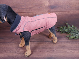 Hundmantel Rosa mit Namen, Hundemantel personalisiert, Hundemantel für Geschirr, Hundemantel für den Winter, Hundemantel mit Bauchschutz