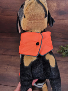 Hundemantel orange mit Fleece Druckknöpfen, Hundemantel mit Namen, Hundemantel große Hunde, Hundemantel personalisiert, Hundemantel Winter