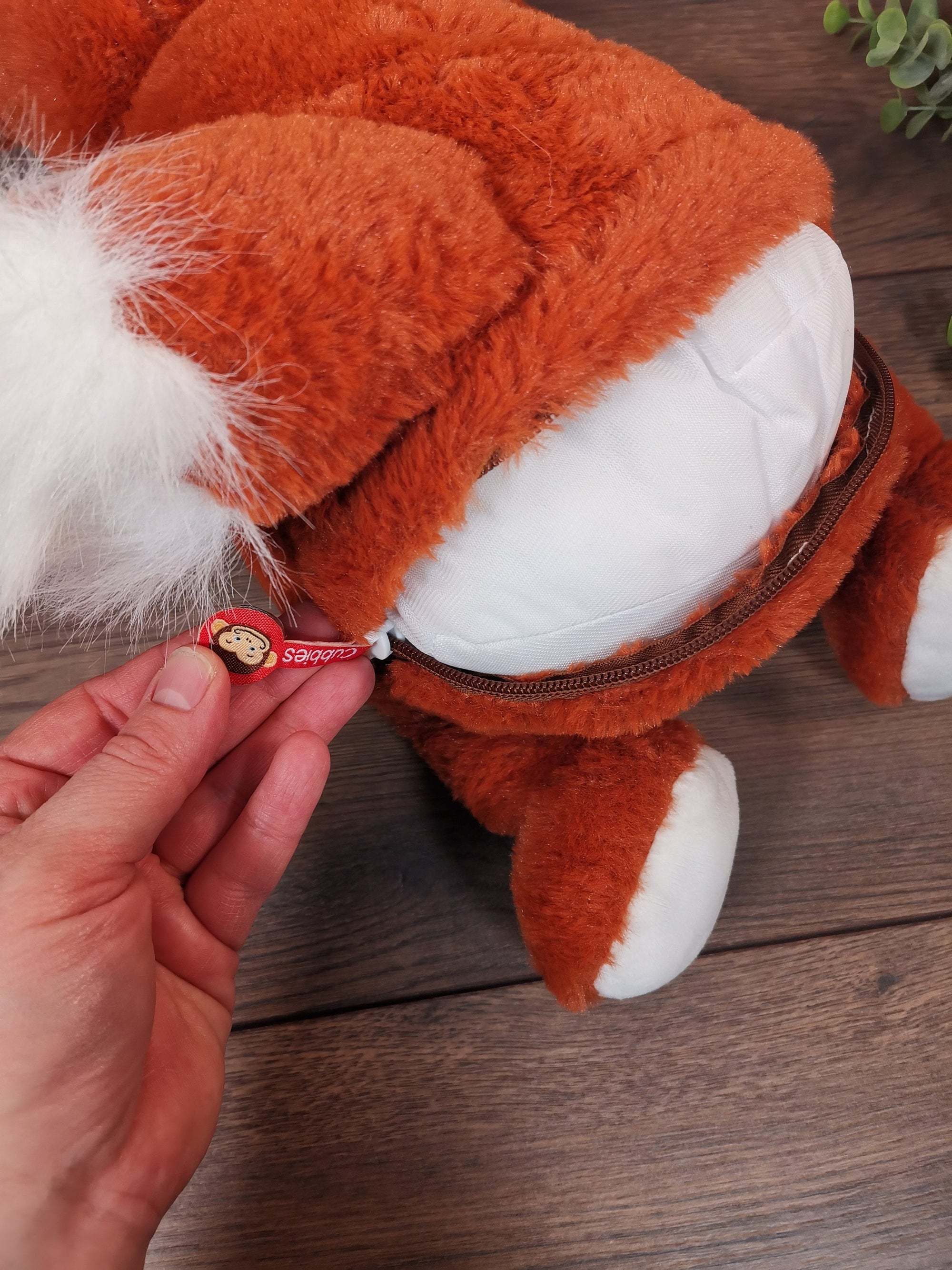Stofftier Fuchs mit Namen und Geburtsdatum bestickt, Plüschtier mit Namen, Personalisiertes Stofftier, Stofftier personalisierbar